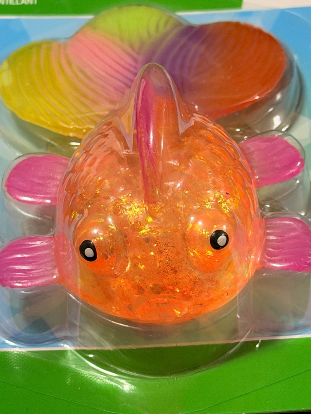 Orange Glitter Squishy Toy with Pink Fins like Needoh